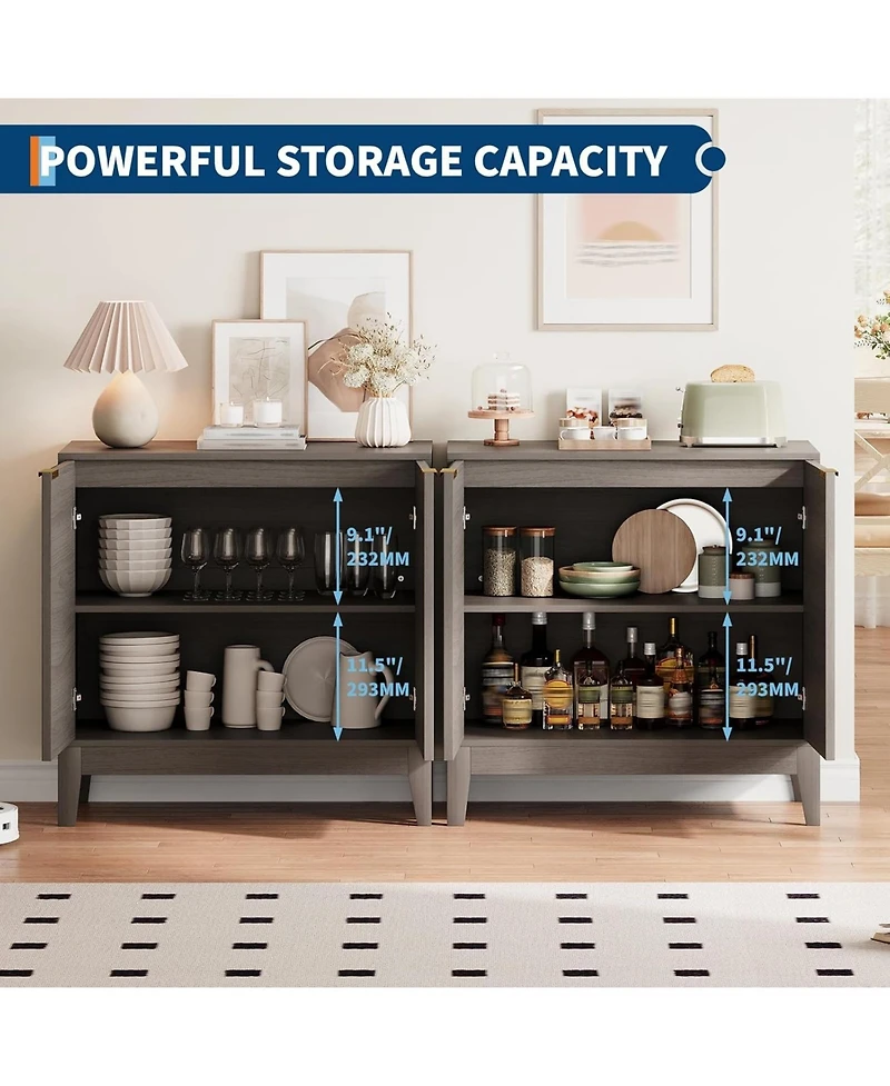 gaomon 31.5" Fluted Cabinet with 2 Doors, Sideboard Buffet, Modern Storage Adjustable Shelf, Multifunctional Accent Credenza Console