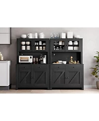 gaomon Kitchen Pantry Cabinet with Microwave Stand and Adjustable Shelves