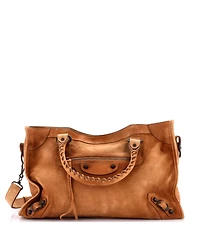 Pre-Owned Balenciaga Medium City Classic Studs Bag Suede