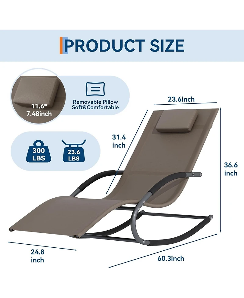 gaomon Adjustable Patio Chaise Lounge with Pillow, All-Weather Steel Frame and Breathable Mesh, Pool Chairs for