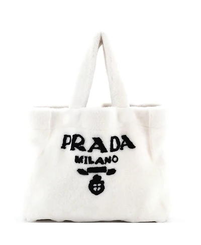 Pre-Owned Prada Medium Logo Tote Shearling