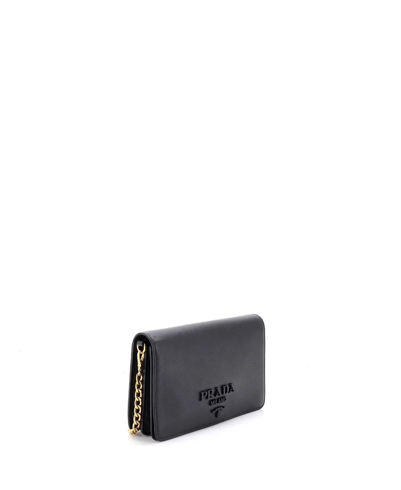 Pre-Owned Prada Mini Monochrome Wallet on Chain Saffiano Leather