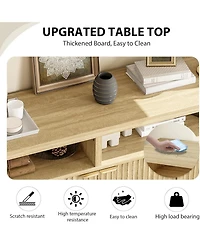 gaomon Fluted Storage Cabinet 65.8" Adjustable 3-Tier, Modren Entryway Organizer with Fluted Doors and Gold Handle, Waterproof Design for Kitchen