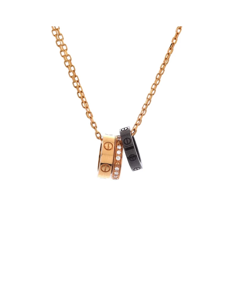 Pre-Owned Cartier Love 3 Ring Pendant Necklace