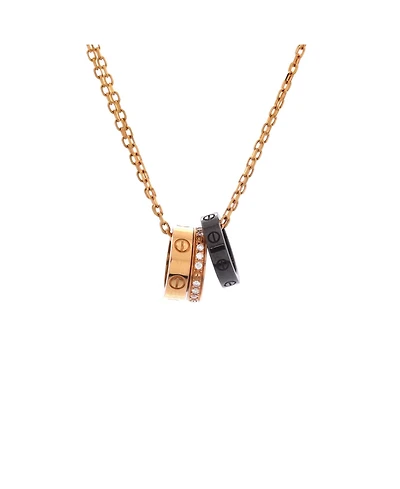 Pre-Owned Cartier Love 3 Ring Pendant Necklace