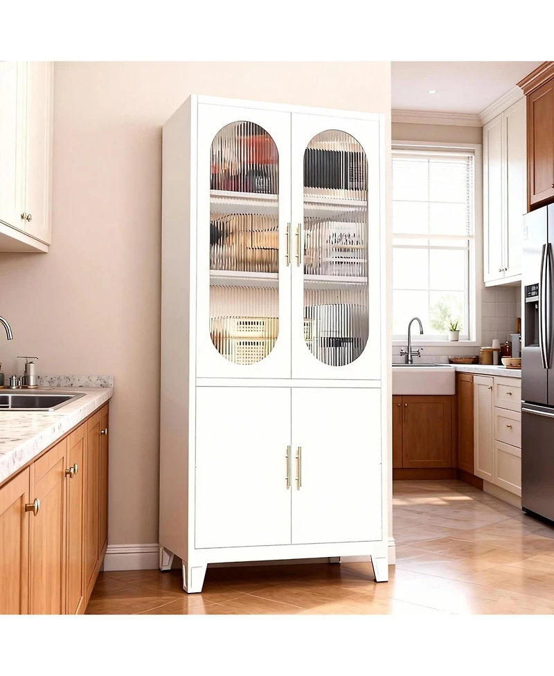gaomon Modern Freestanding Bathroom Storage Cabinet Tall Tall Cabinet with Tempered Glass Door, Adjustable Shelves, Ideal for Linens, Dishes