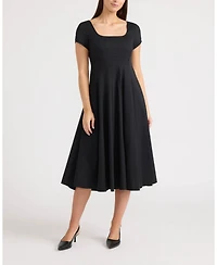 Ellen Tracy Women's Poplin Cap-Sleeve Paneled Dress
