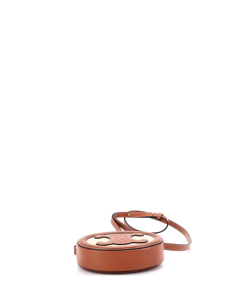 Pre-Owned Celine Triomphe Oval Crossbody Bag Canvas and Leather