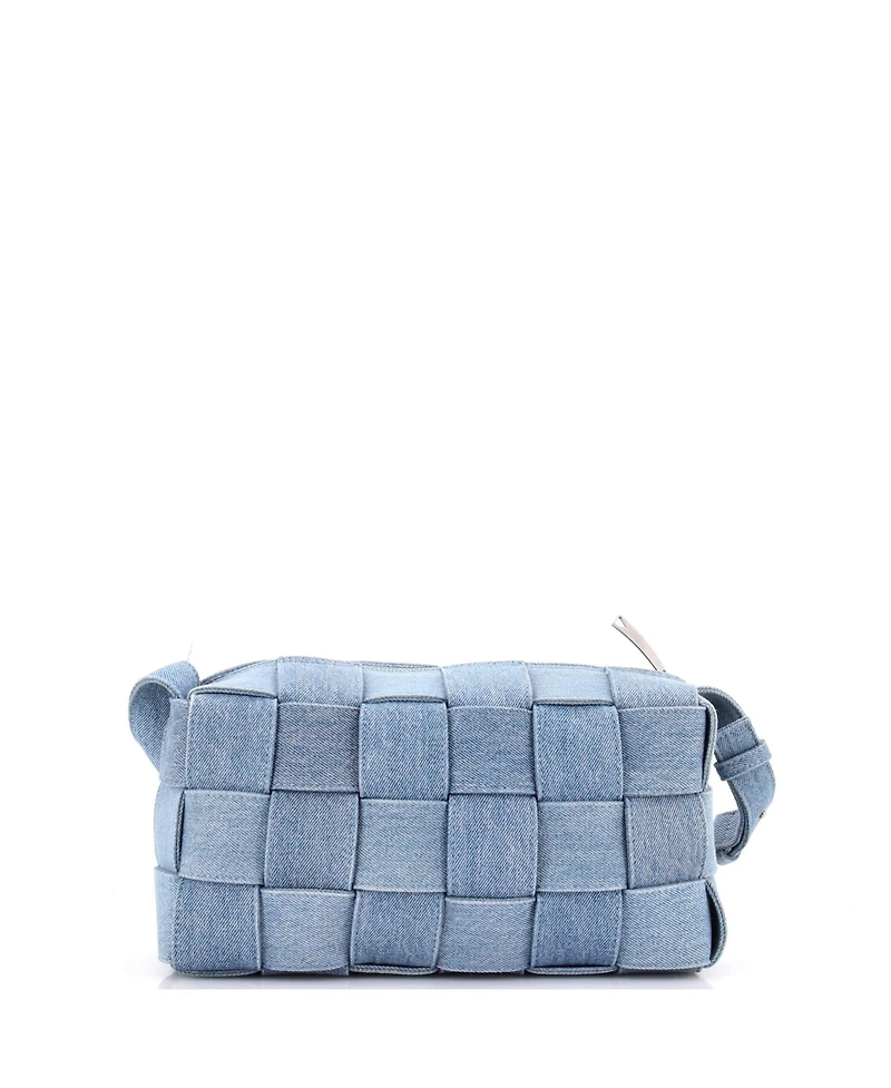 Pre-Owned Bottega Veneta Brick Cassette Shoulder Bag Maxi Intrecciato Denim