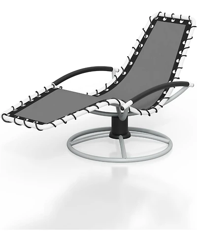 gaomon 360degree(s) Swivels Outdoor Chaise Lounge,Outdoor Chaise Lounge with Textilene Fabric and Heavy Duty Iron Frame, Adjustable Recliner for Patio