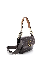 Pre-Owned Chloe Small C Double Carry Bag Embossed Leather