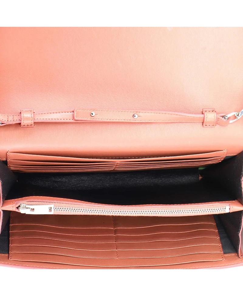 Pre-Owned Saint Laurent Small Classic Monogram Wallet on Chain Embossed Leather