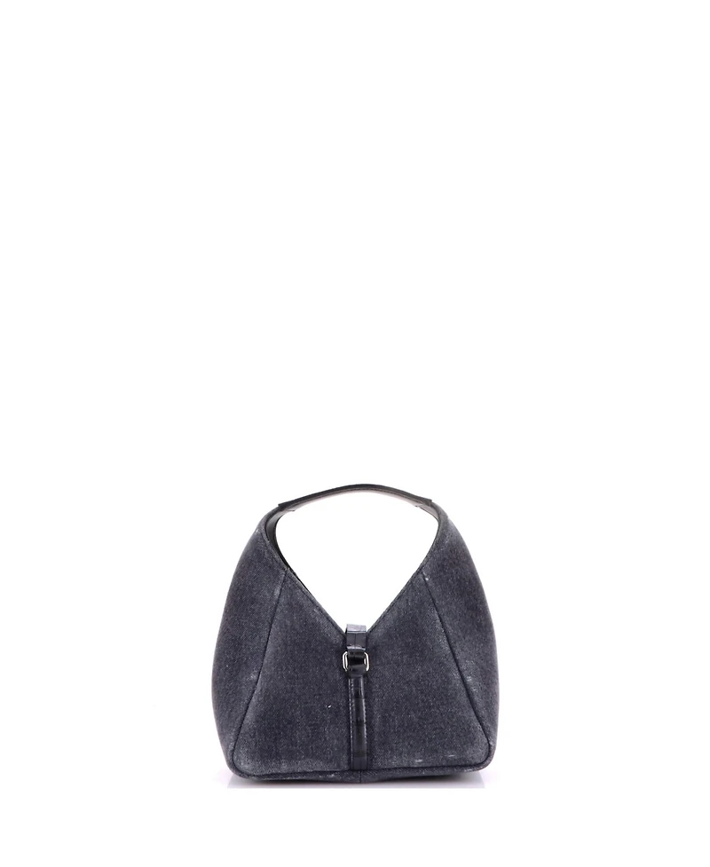 Pre-Owned Givenchy Mini Padlock Hobo Washed Denim and Embossed Leather
