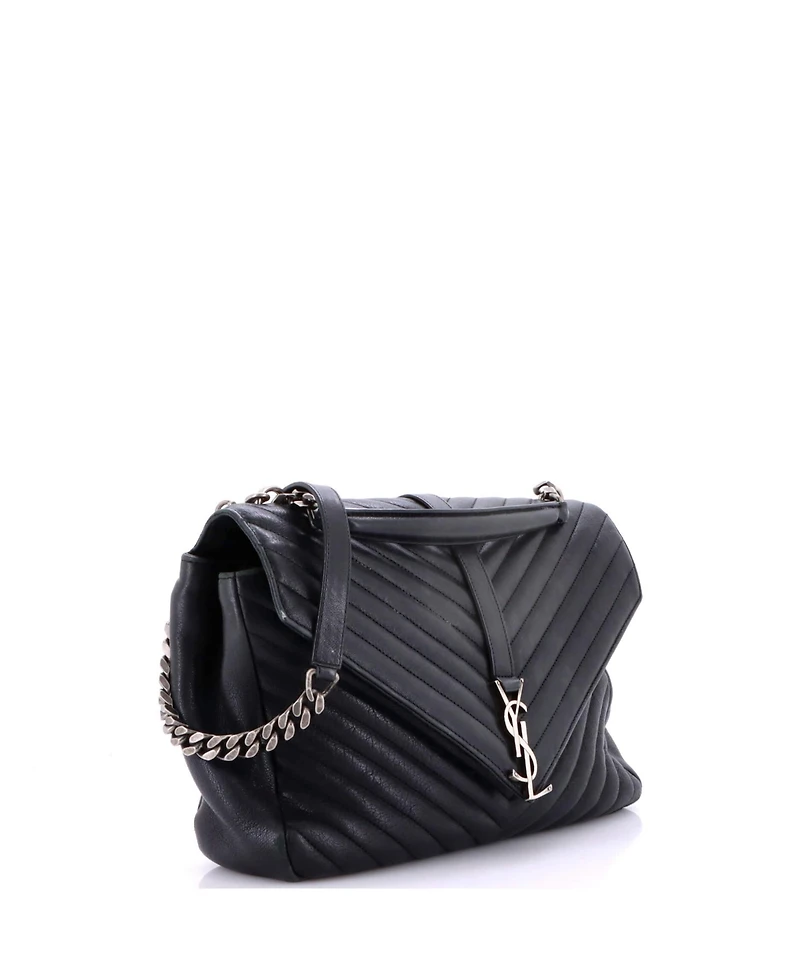 Pre-Owned Saint Laurent Large Classic Monogram College Bag Matelasse Chevron Leather