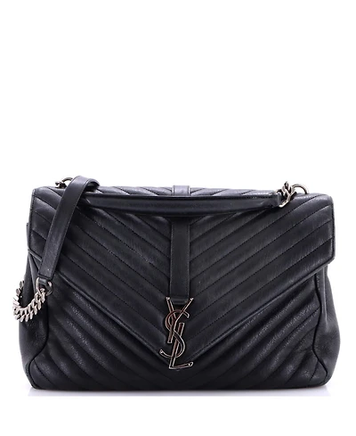 Pre-Owned Saint Laurent Large Classic Monogram College Bag Matelasse Chevron Leather