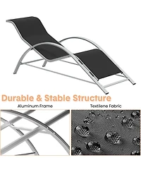 gaomon Outdoor Patio Chaise Lounge Set of Pool Lounge Chairs with Arm & Side Table, Beach Sunbathing Lawn Aluminum Chairs