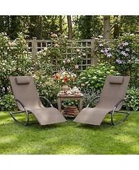 gaomon Outdoor Lounge Chairs, Set of 2 Adjustable Patio Chaise with Pillow, Steel Frame, Mesh