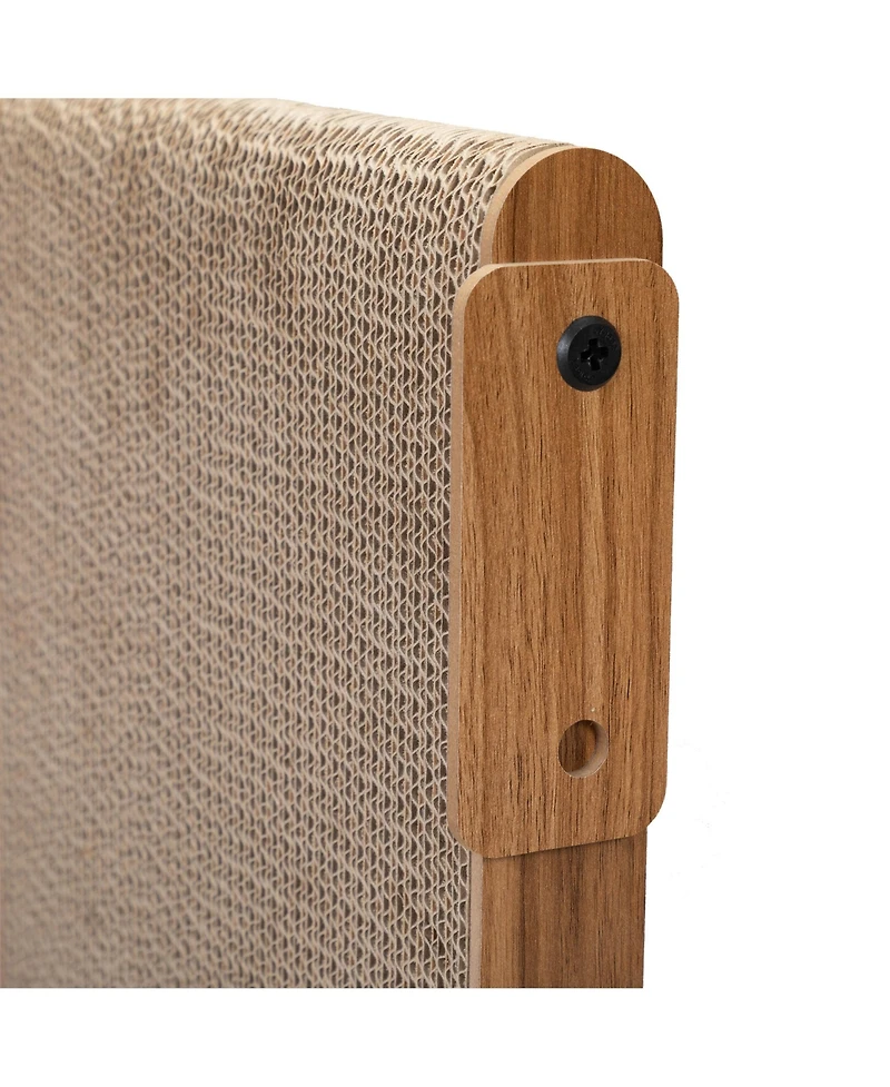 Zeus & Ruta Indoor Cat Scratching Board with Corrugated Cover, Bell, and Interactive Toy