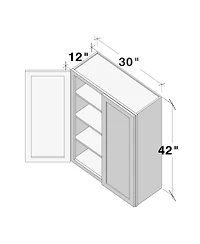 Boyel Living W30" Dove Wall Cabinet with Full Overlay Hdf Door for Custom Kitchen or Bathroom