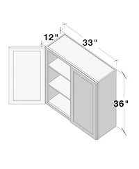 Boyel Living W33" Dove Wall Cabinet with Full Overlay Hdf Door for Custom Kitchen or Bathroom