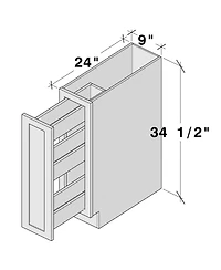 Boyel Living W9" Dove Spice Rack Base Cabinet with Full Overlay Hdf Door and Dovetail Drawer