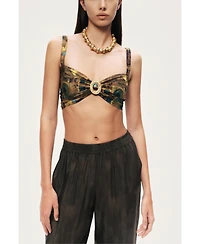 Nocturne Women's Printed Ring Detail Crop Top