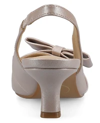 Journee Collection Women's Paloma Bow Kitten Heel Slingback Pumps