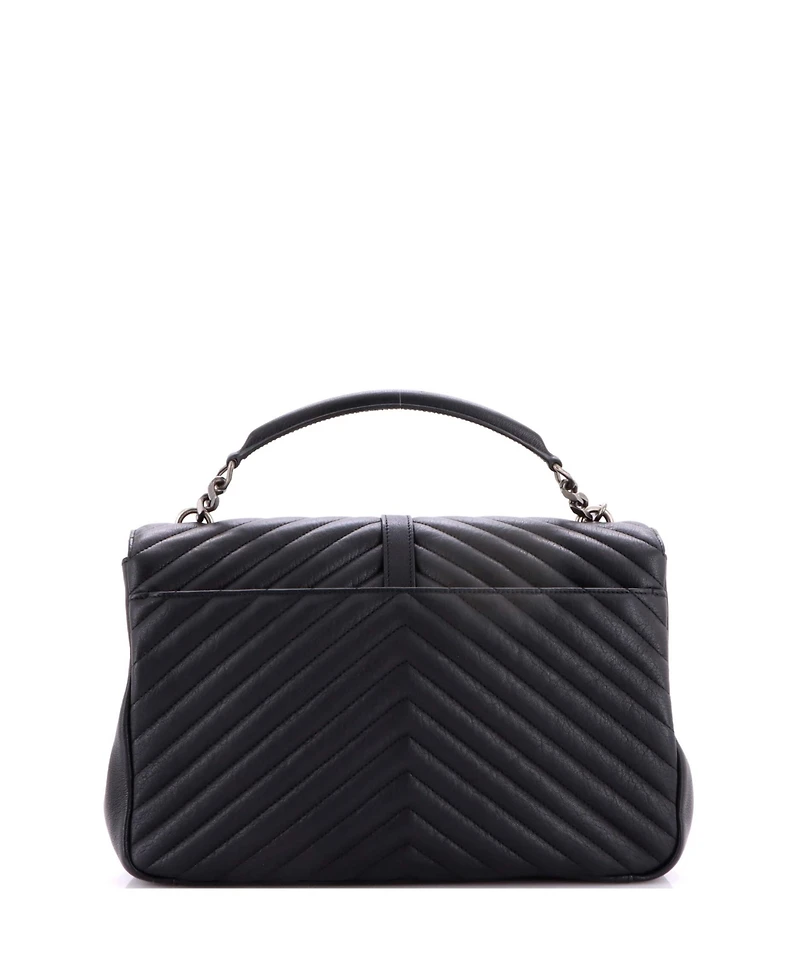 Pre-Owned Saint Laurent Classic Monogram College Bag Matelasse Chevron Leather