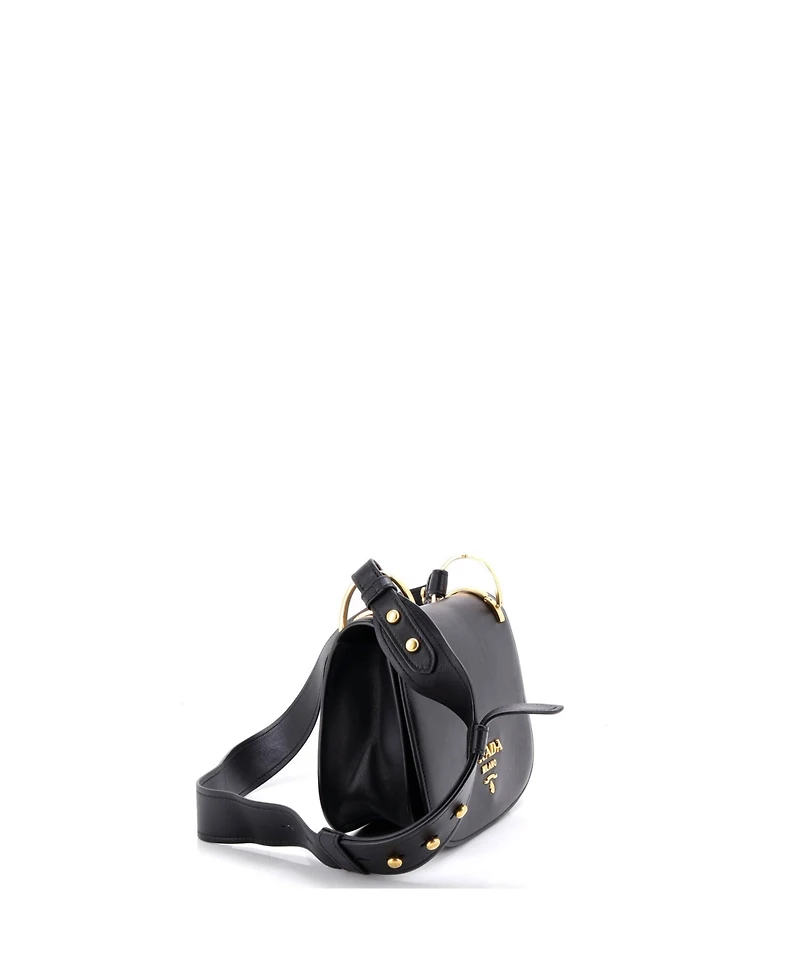 Pre-Owned Prada Small Pionniere Saddle Crossbody Bag City Calfskin