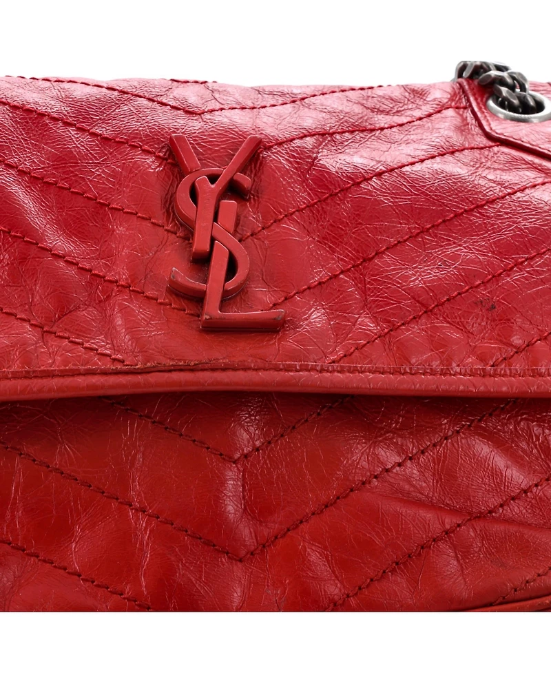 Pre-Owned Saint Laurent Medium Niki Chain Flap Bag Matelasse Chevron Leather