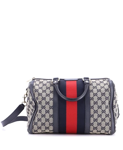 Pre-Owned Gucci Medium Vintage Web Boston Bag Gg Canvas
