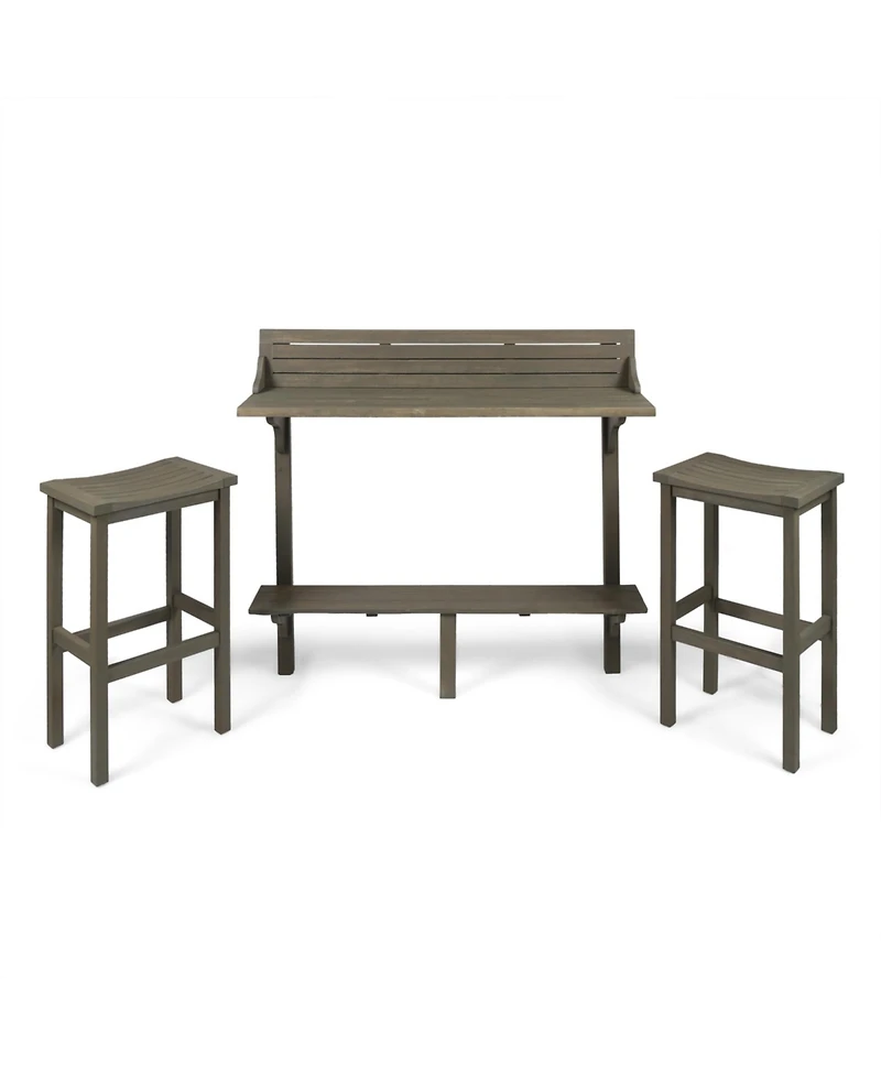 sumyeg 3-Piece Balcony Bar Set with Bottom Shelf Table and 2 Stools