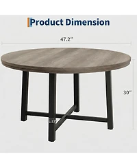 gaomon 47" Round Dining Table for 4, Kitchen Dining Room Table with Sturdy Metal Frame, Wood Circle Kitchen Table for Space Saving