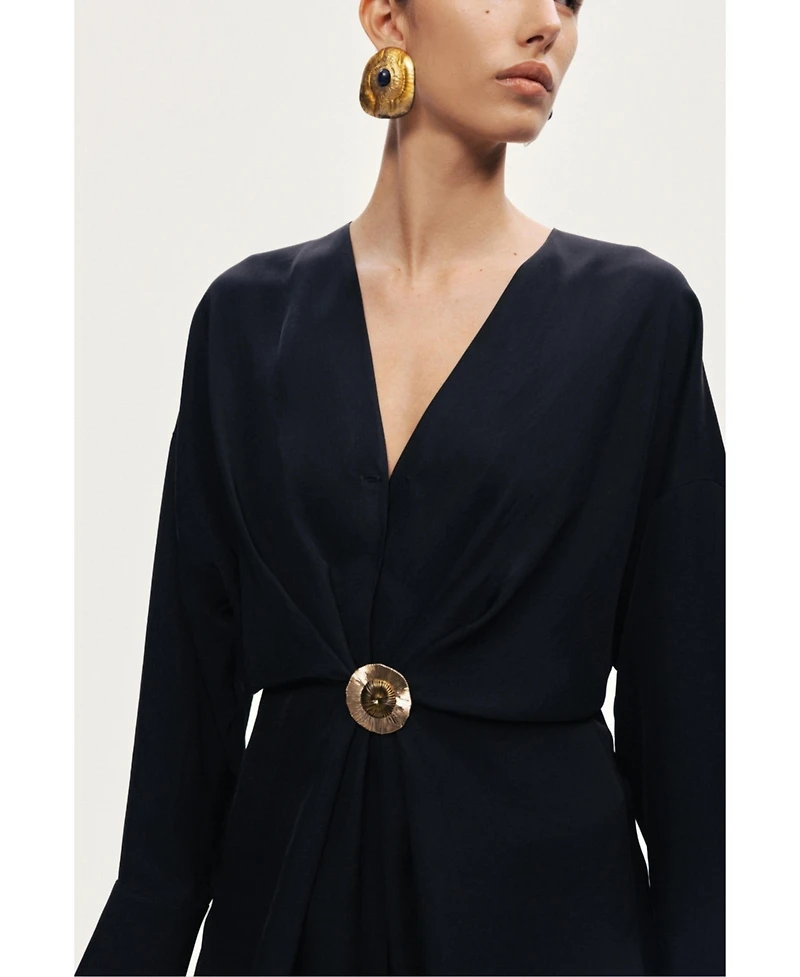 Nocturne Women's Draped Buckle-Detail Shirt