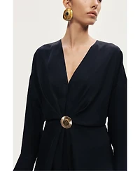 Nocturne Women's Draped Buckle-Detail Shirt