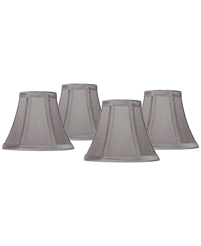 Springcrest Set of 4 Bell Chip Chandelier Lamp Shades Pewter Small High Candelabra Clip-On Fitting