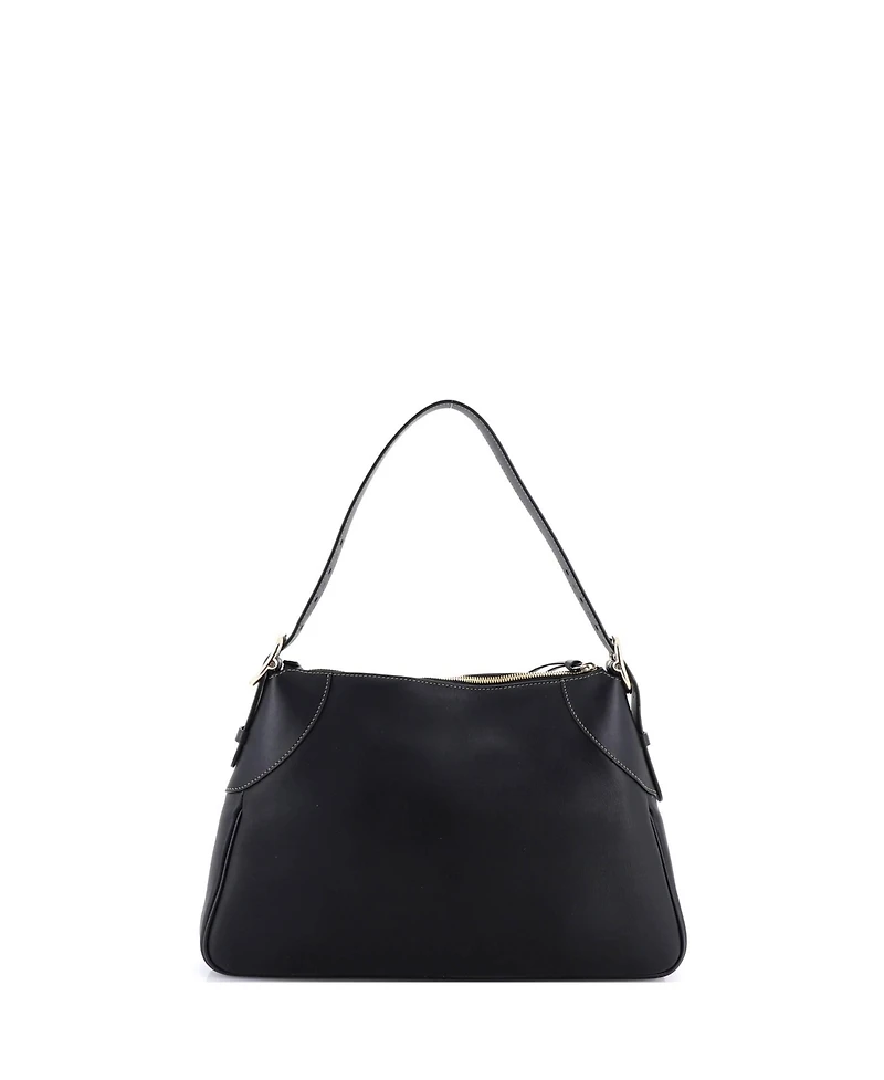 Pre-Owned Gucci Medium Emblem Shoulder Bag Leather