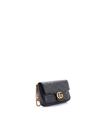 Pre-Owned Gucci Mini Gg Marmont Wallet on Chain Matelasse Leather