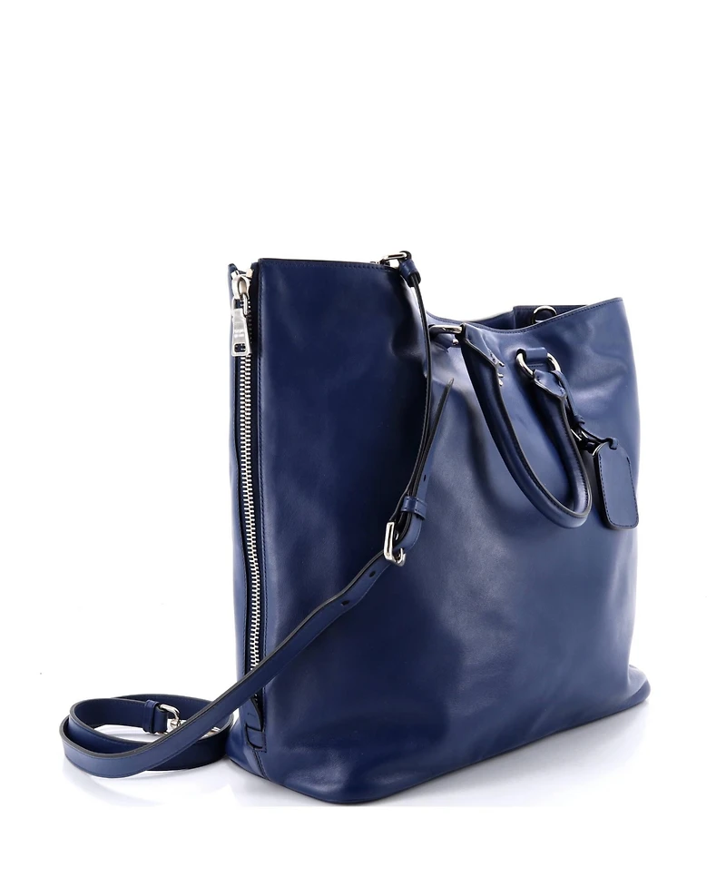 Pre-Owned Prada Large Side Zip Convertible Shopper Tote Soft Calf