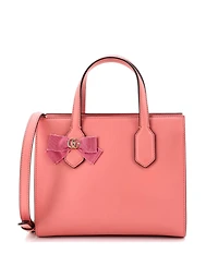Pre-Owned Gucci Small Gg Ribbon Tote Leather