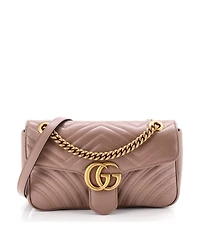 Pre-Owned Gucci Medium Gg Marmont Flap Bag Matelasse Leather