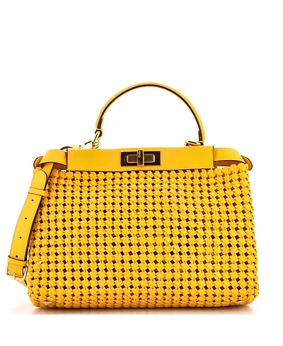 Pre-Owned Fendi Regular Peekaboo Bag Braided Leather