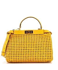 Pre-Owned Fendi Regular Peekaboo Bag Braided Leather