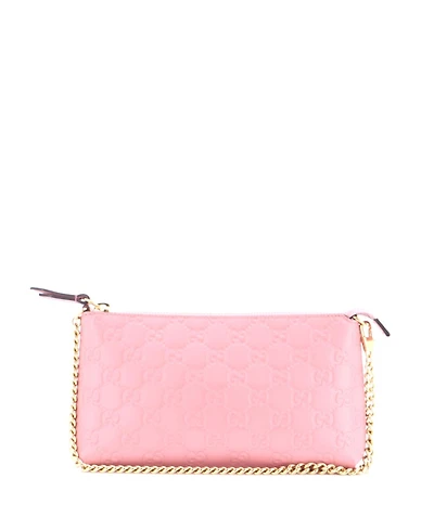 Pre-Owned Gucci Chain Wristlet Wallet Guccissima Leather
