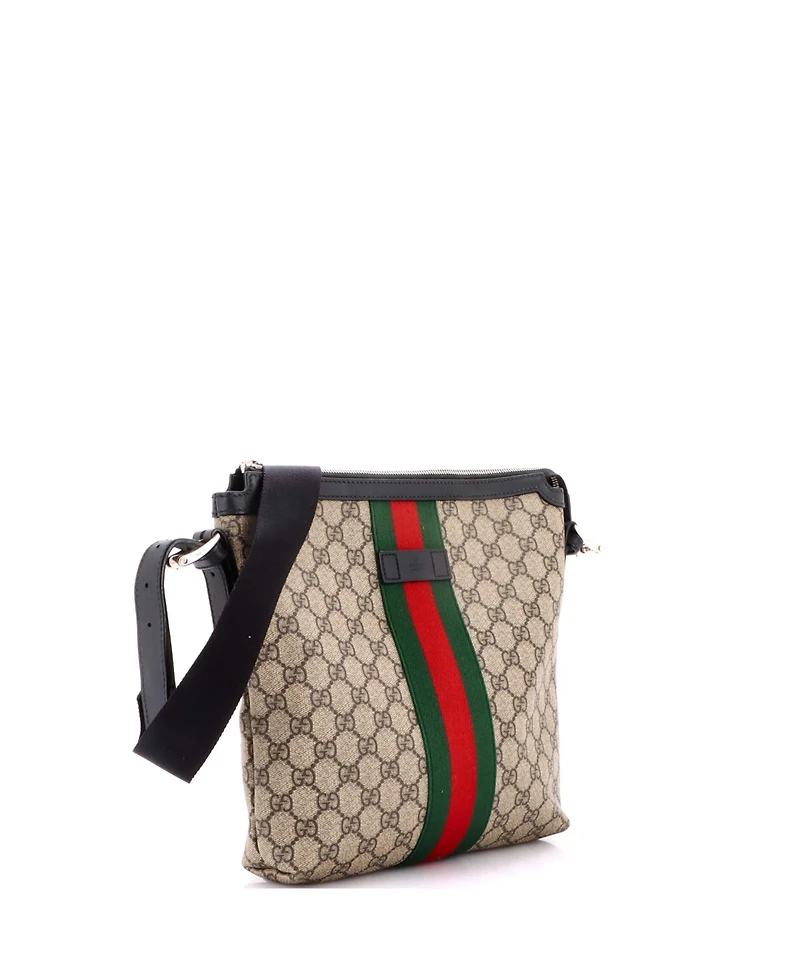 Pre-Owned Gucci Medium Web Messenger Bag Gg Coated Canvas