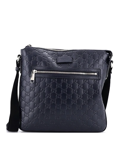Pre-Owned Gucci Medium Signature Zip Messenger Bag Guccissima Leather