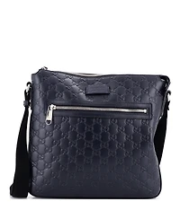 Pre-Owned Gucci Medium Signature Zip Messenger Bag Guccissima Leather