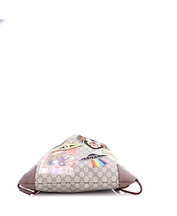 Pre-Owned Gucci Medium Courrier Soft Drawstring Backpack Gg Coated Canvas with Applique