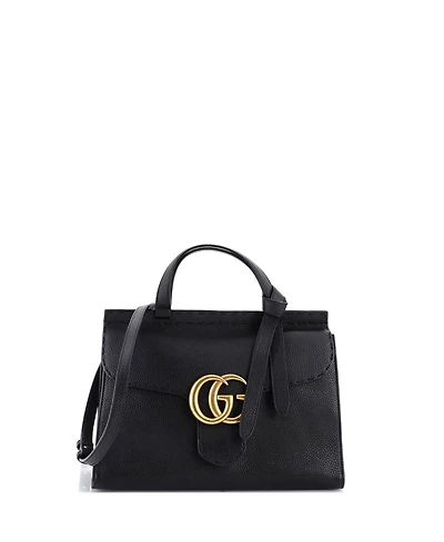 Pre-Owned Gucci Small Gg Marmont Top Handle Bag Leather