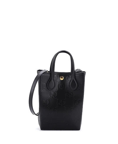 Pre-Owned Gucci Mini Vertical Tote Gg Embossed Leather